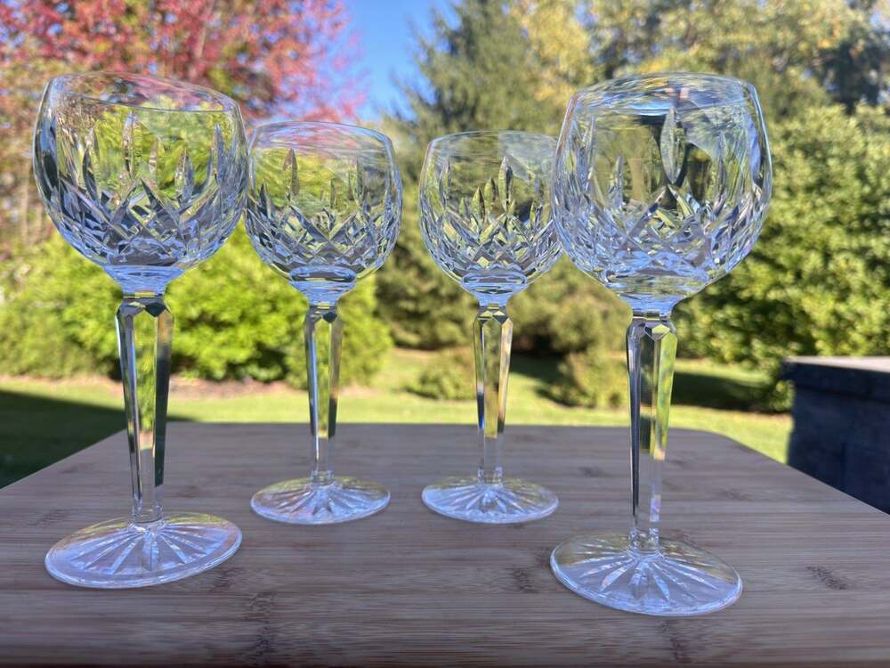 Waterford Crystal LISMORE 8oz Wine Hock Glasses 7-3/8” ~Set Of 4